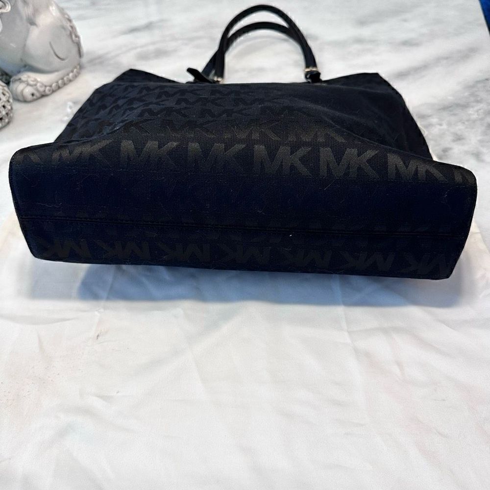 Michael Kors Canvas Logo Tote Bag Adjustable Strap Black Large Excellent Conditi - Picture 4 of 5